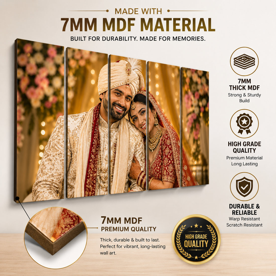 Custom 5 Panel Photo Canvas Wall Art